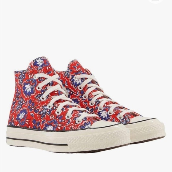 Converse Chuck 70 High 'Paisley Habanero Red' Floral Sz 9 Elevated Basic Casual - Picture 2 of 16